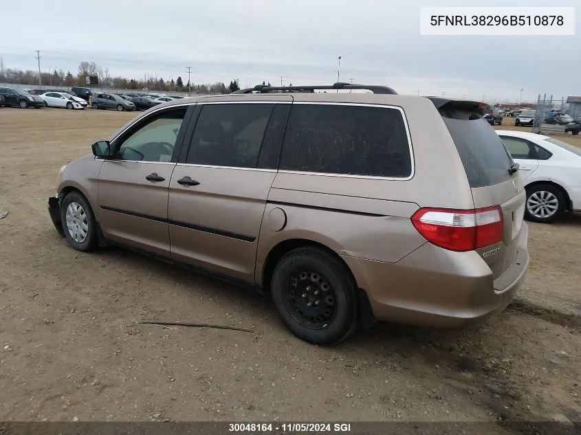 2006 Honda Odyssey Lx VIN: 5FNRL38296B510878 Lot: 30048164