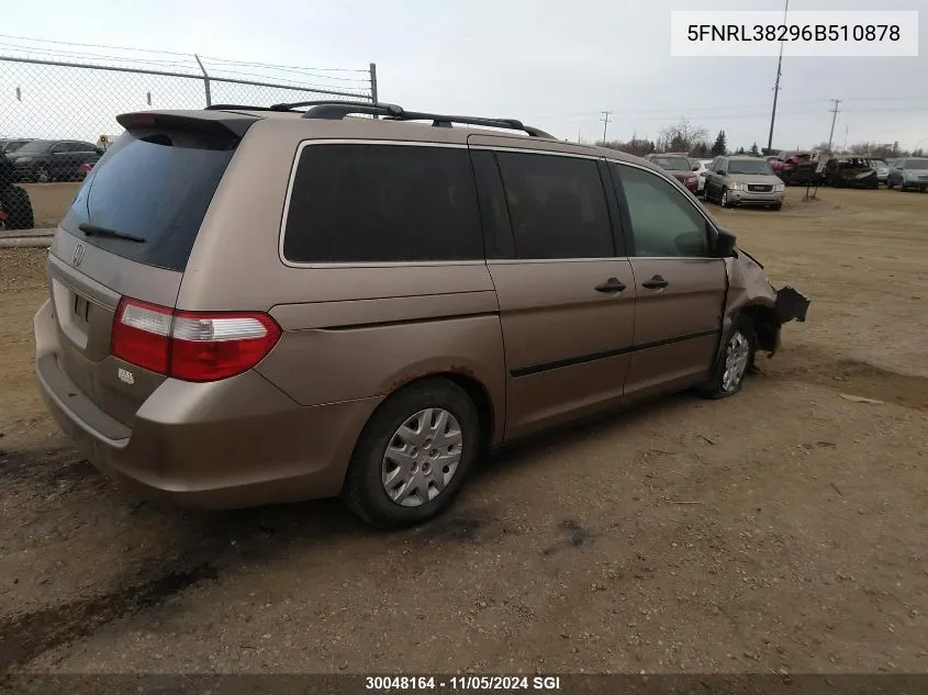 2006 Honda Odyssey Lx VIN: 5FNRL38296B510878 Lot: 30048164