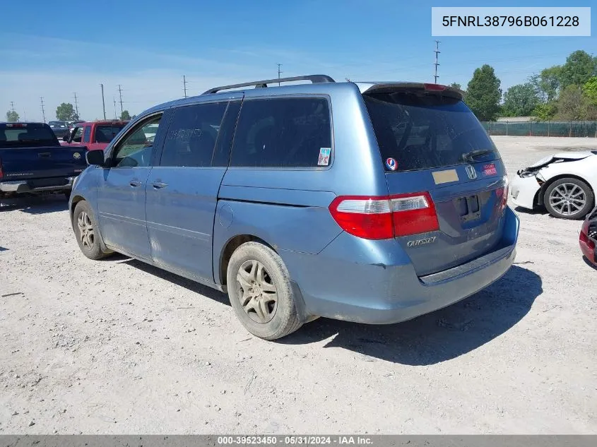 2006 Honda Odyssey Ex-L VIN: 5FNRL38796B061228 Lot: 39523450