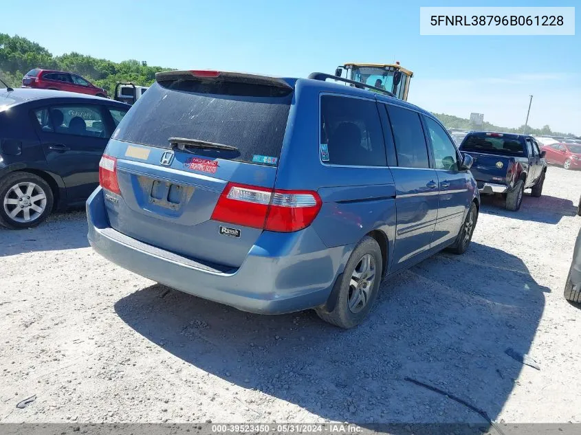 2006 Honda Odyssey Ex-L VIN: 5FNRL38796B061228 Lot: 39523450