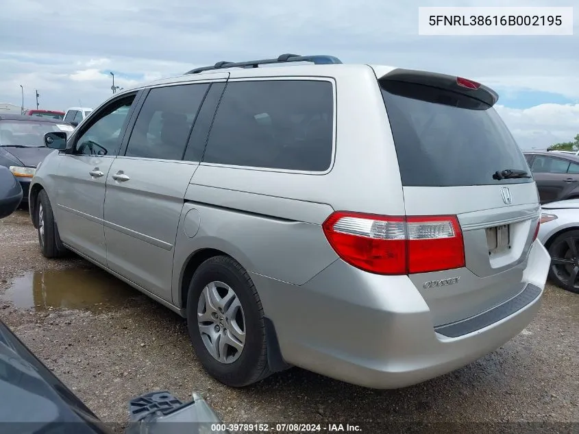 2006 Honda Odyssey Ex-L VIN: 5FNRL38616B002195 Lot: 39789152