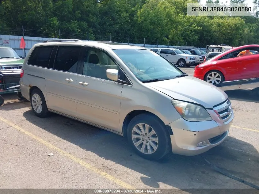 2006 Honda Odyssey Touring VIN: 5FNRL38846B020580 Lot: 39975294