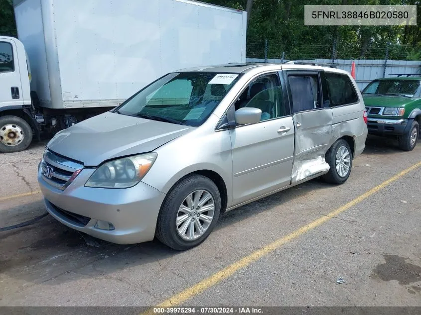 2006 Honda Odyssey Touring VIN: 5FNRL38846B020580 Lot: 39975294