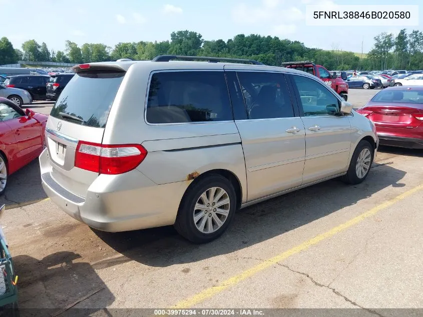 2006 Honda Odyssey Touring VIN: 5FNRL38846B020580 Lot: 39975294