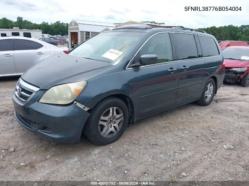 2006 Honda Odyssey Ex-L VIN: 5FNRL38776B054004 Lot: 40051782