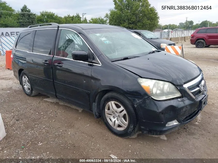 2006 Honda Odyssey Touring VIN: 5FNRL38836B012454 Lot: 40063334