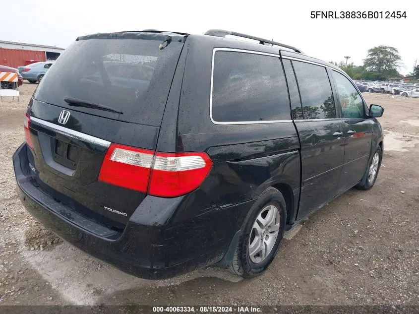 2006 Honda Odyssey Touring VIN: 5FNRL38836B012454 Lot: 40063334