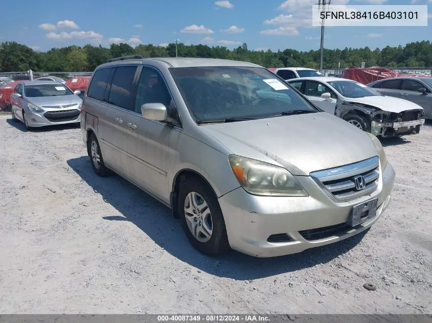 2006 Honda Odyssey Ex VIN: 5FNRL38416B403101 Lot: 40087349