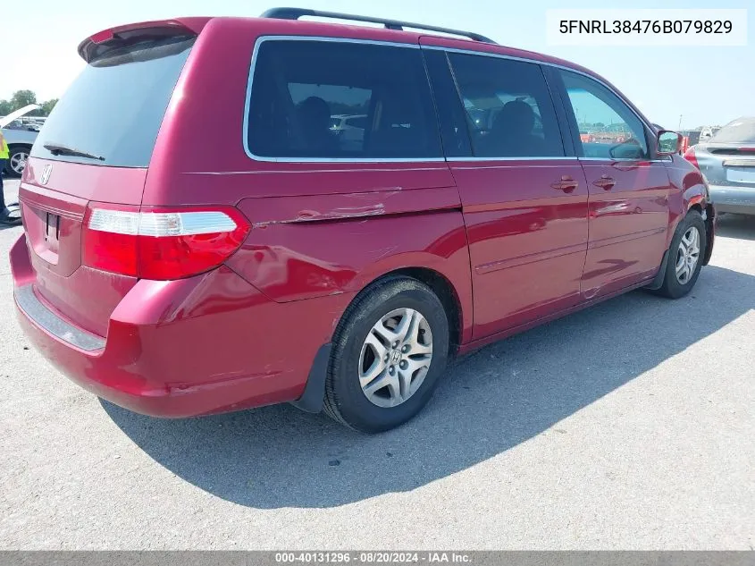 2006 Honda Odyssey Ex VIN: 5FNRL38476B079829 Lot: 40131296