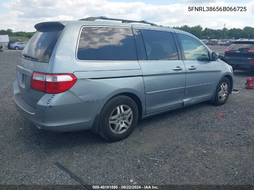 2006 Honda Odyssey Ex-L VIN: 5FNRL38656B066725 Lot: 40161595