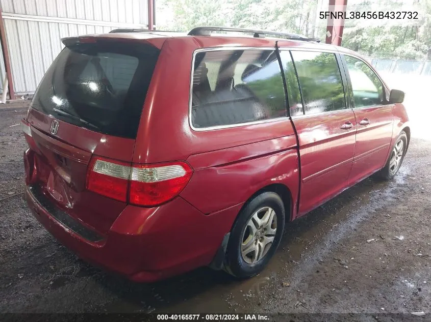 2006 Honda Odyssey Ex VIN: 5FNRL38456B432732 Lot: 40165577