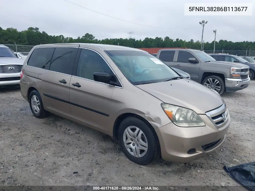 2006 Honda Odyssey Lx VIN: 5FNRL38286B113677 Lot: 40171620