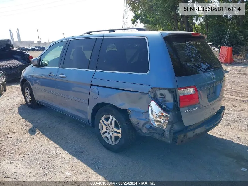 2006 Honda Odyssey Ex-L VIN: 5FNRL38686B116114 Lot: 40188844