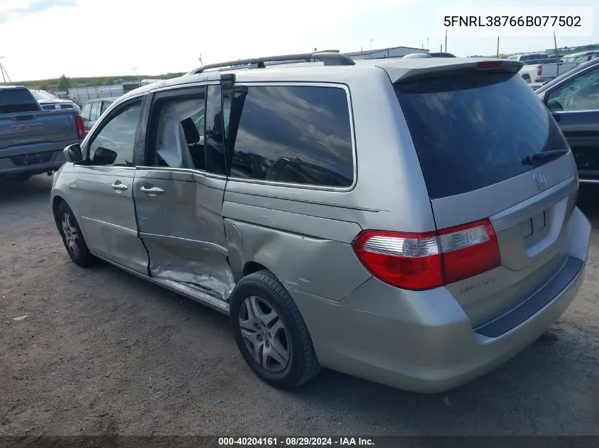 5FNRL38766B077502 2006 Honda Odyssey Ex-L