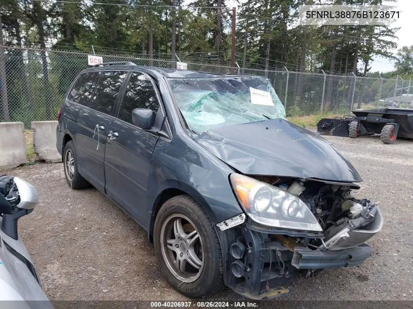 2006 Honda Odyssey Touring VIN: 5FNRL38876B123671 Lot: 40206937