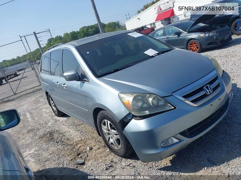 2006 Honda Odyssey Ex-L VIN: 5FNRL387X6B107004 Lot: 40208840