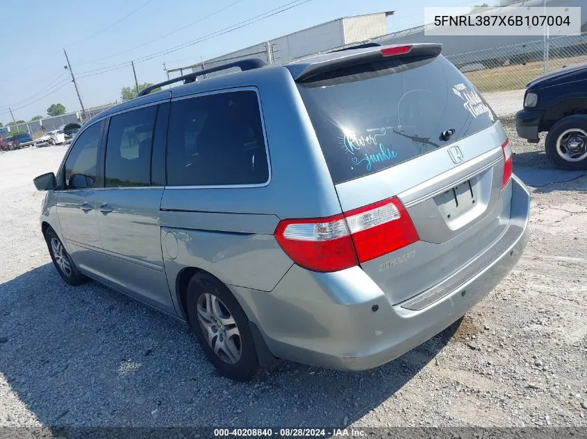 2006 Honda Odyssey Ex-L VIN: 5FNRL387X6B107004 Lot: 40208840