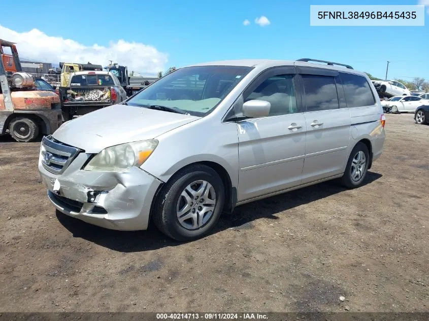 2006 Honda Odyssey Ex VIN: 5FNRL38496B445435 Lot: 40214713