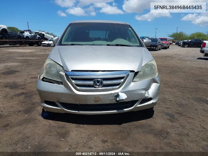 2006 Honda Odyssey Ex VIN: 5FNRL38496B445435 Lot: 40214713