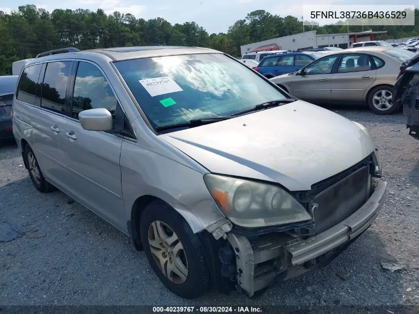 2006 Honda Odyssey Ex-L VIN: 5FNRL38736B436529 Lot: 40239767