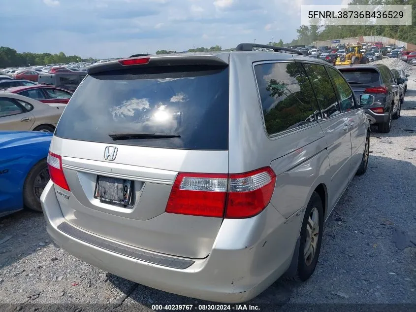 2006 Honda Odyssey Ex-L VIN: 5FNRL38736B436529 Lot: 40239767