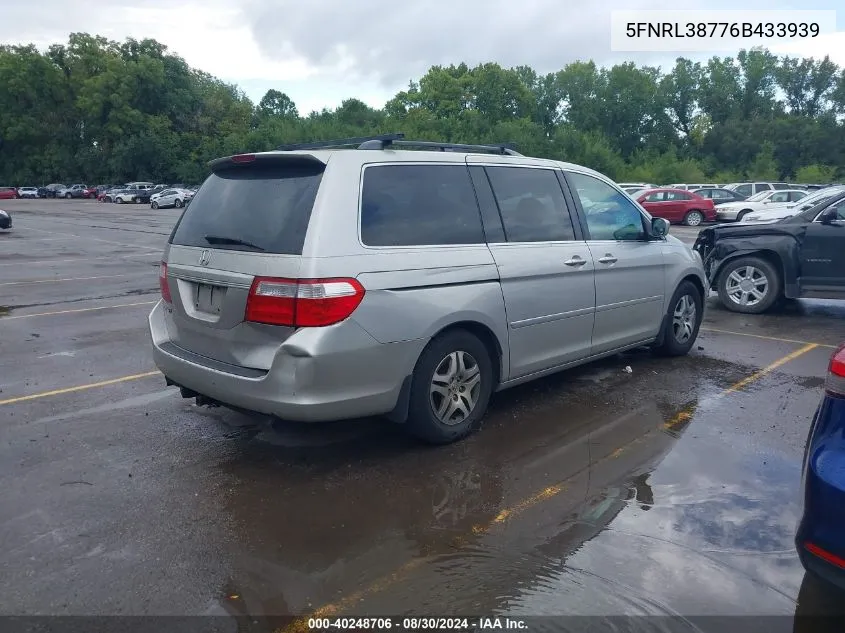 2006 Honda Odyssey Ex-L VIN: 5FNRL38776B433939 Lot: 40248706