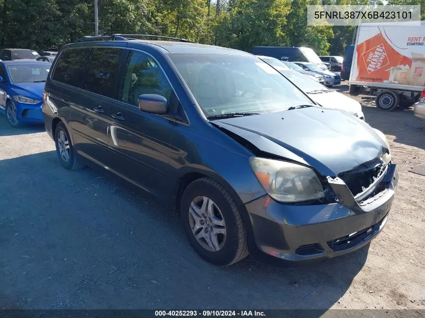 2006 Honda Odyssey Ex-L VIN: 5FNRL387X6B423101 Lot: 40252293