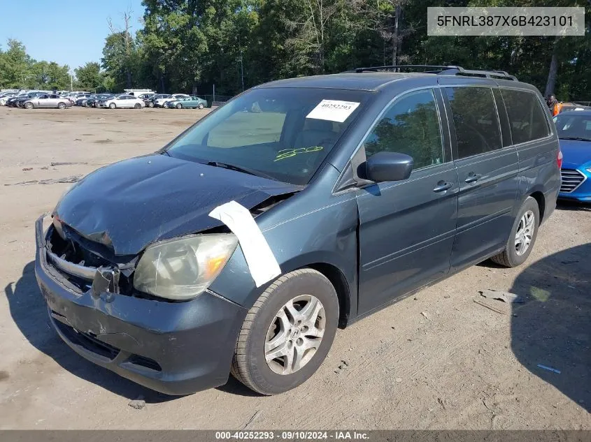 2006 Honda Odyssey Ex-L VIN: 5FNRL387X6B423101 Lot: 40252293