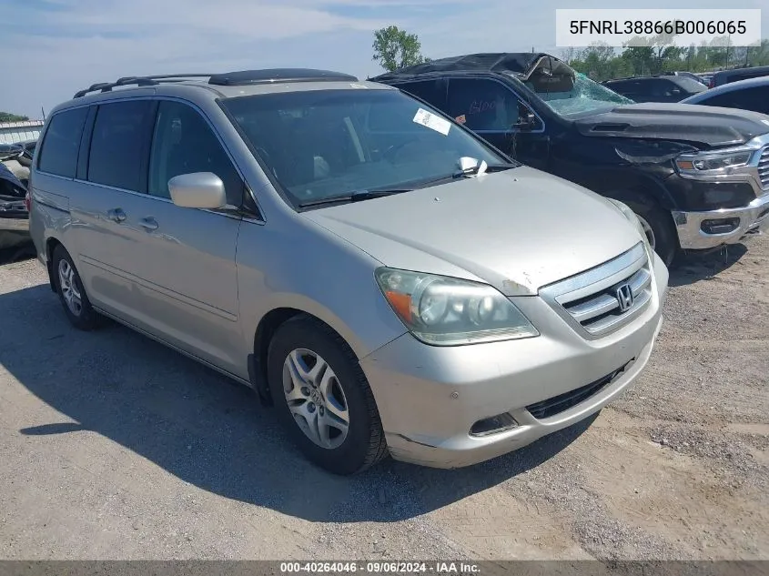 2006 Honda Odyssey Touring VIN: 5FNRL38866B006065 Lot: 40264046