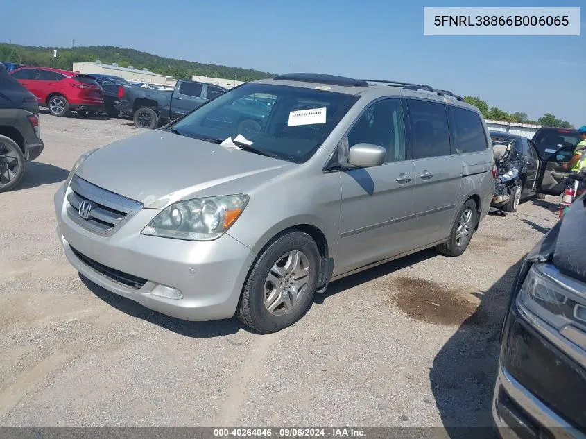 2006 Honda Odyssey Touring VIN: 5FNRL38866B006065 Lot: 40264046