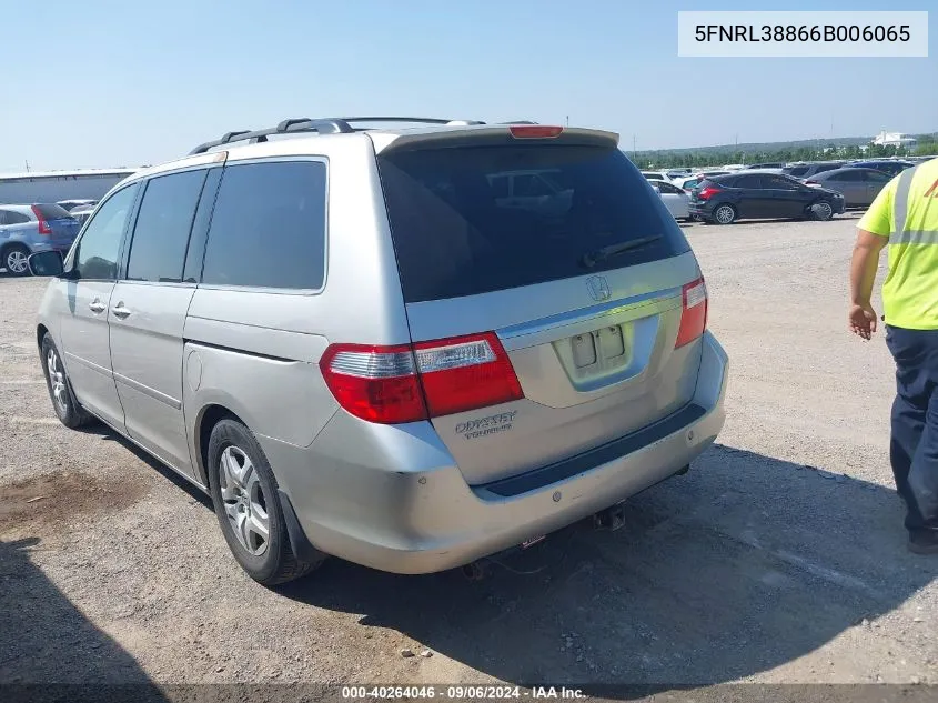 2006 Honda Odyssey Touring VIN: 5FNRL38866B006065 Lot: 40264046