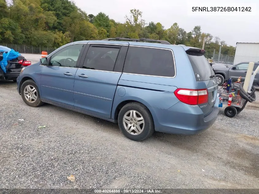 2006 Honda Odyssey Ex-L VIN: 5FNRL38726B041242 Lot: 40264885