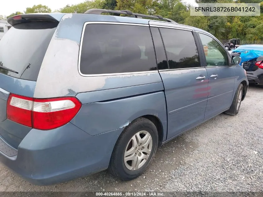 2006 Honda Odyssey Ex-L VIN: 5FNRL38726B041242 Lot: 40264885