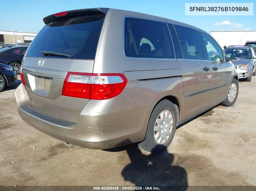 2006 Honda Odyssey Lx VIN: 5FNRL38276B109846 Lot: 40269439