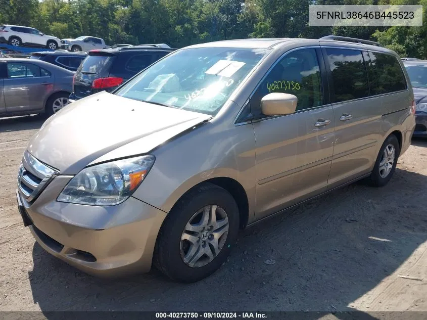 2006 Honda Odyssey Ex-L VIN: 5FNRL38646B445523 Lot: 40273750