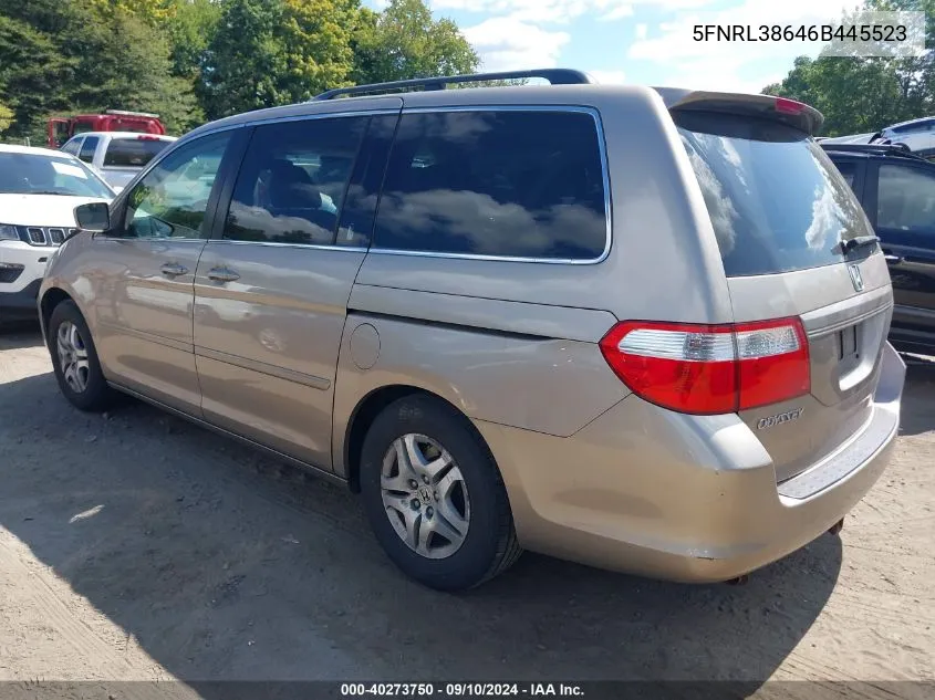 5FNRL38646B445523 2006 Honda Odyssey Ex-L