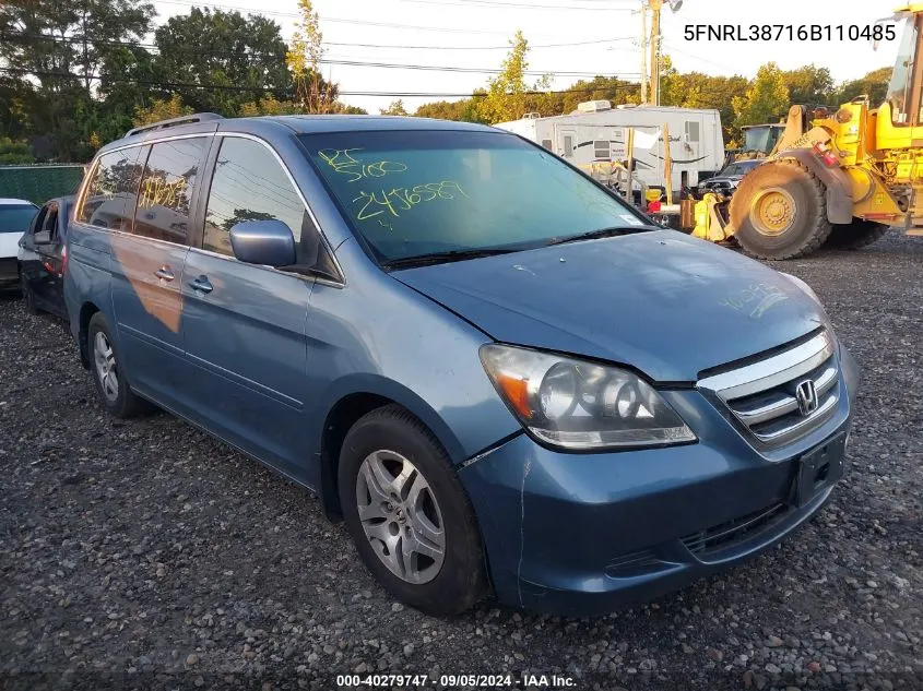 2006 Honda Odyssey Ex-L VIN: 5FNRL38716B110485 Lot: 40279747