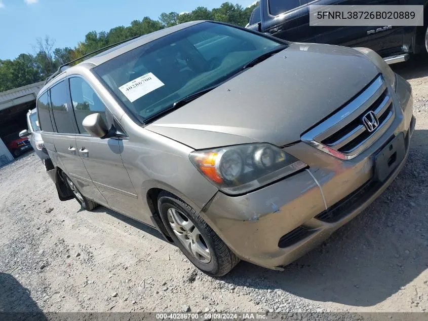 5FNRL38726B020889 2006 Honda Odyssey Ex-L