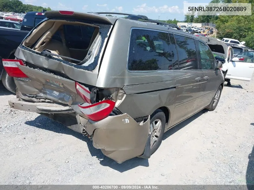 5FNRL38726B020889 2006 Honda Odyssey Ex-L