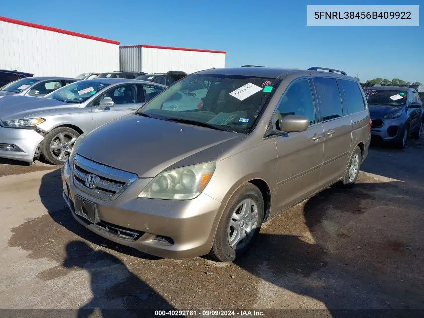 2006 Honda Odyssey Ex VIN: 5FNRL38456B409922 Lot: 40292761