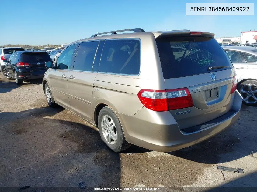 2006 Honda Odyssey Ex VIN: 5FNRL38456B409922 Lot: 40292761