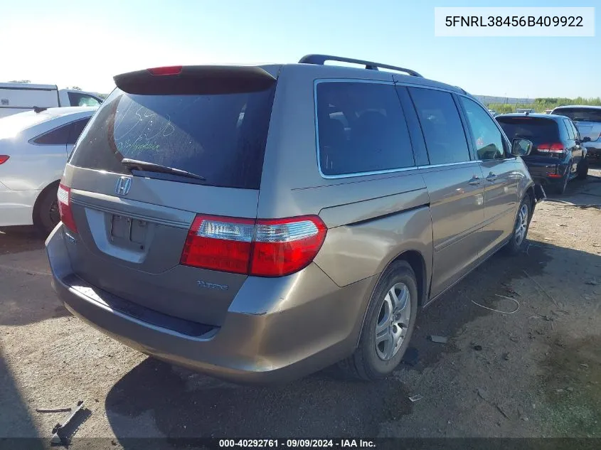 2006 Honda Odyssey Ex VIN: 5FNRL38456B409922 Lot: 40292761