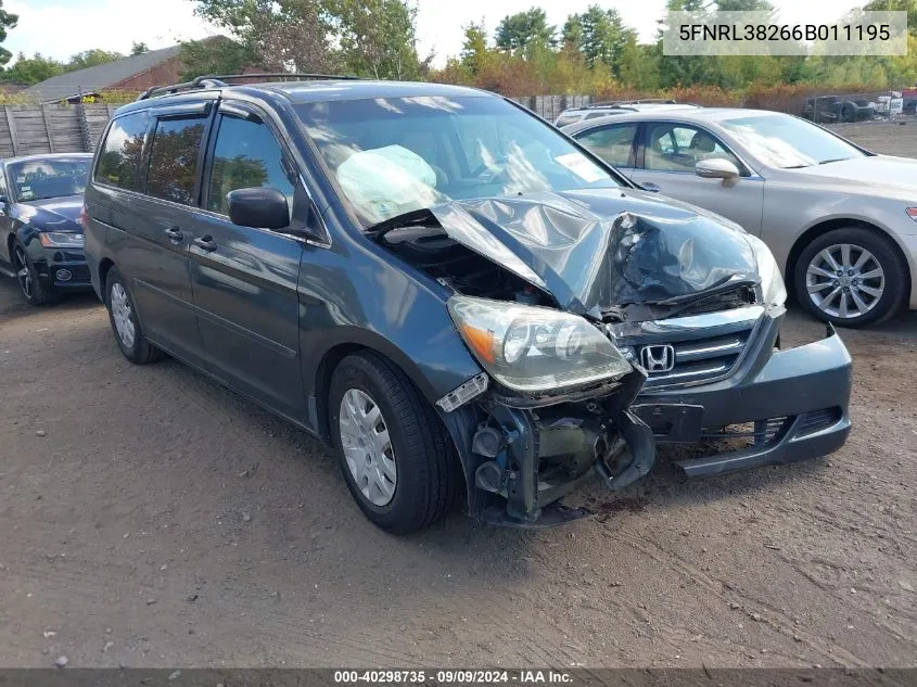 2006 Honda Odyssey Lx VIN: 5FNRL38266B011195 Lot: 40298735