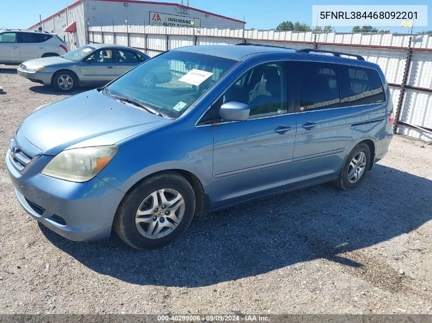 2006 Honda Odyssey VIN: 5FNRL384468092201 Lot: 40299006