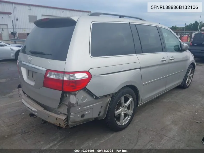 2006 Honda Odyssey Touring VIN: 5FNRL38836B102106 Lot: 40301605