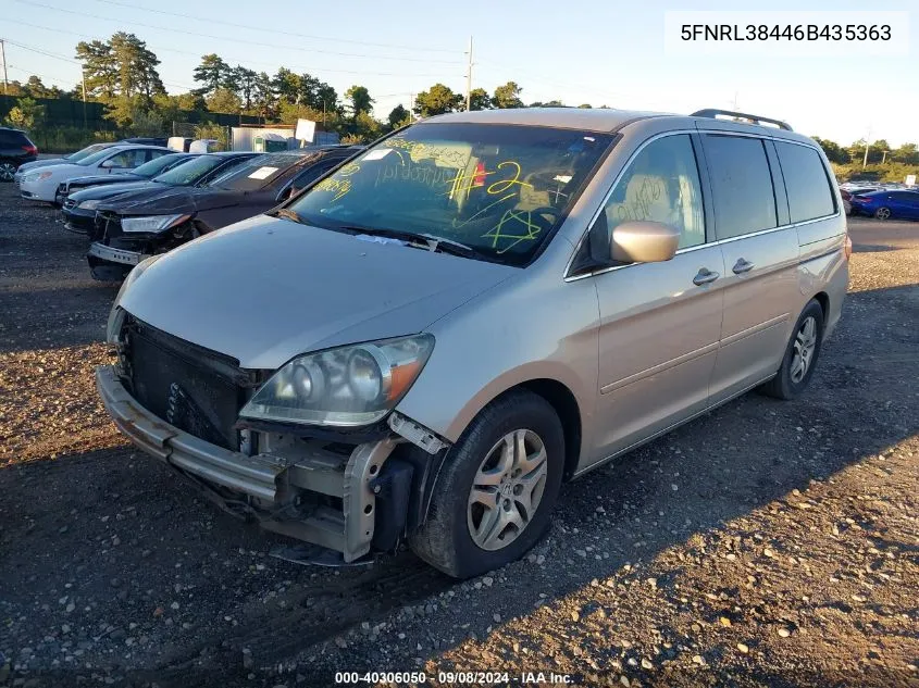 2006 Honda Odyssey Ex VIN: 5FNRL38446B435363 Lot: 40306050