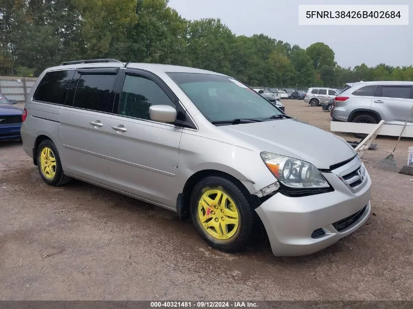 2006 Honda Odyssey Ex VIN: 5FNRL38426B402684 Lot: 40321481