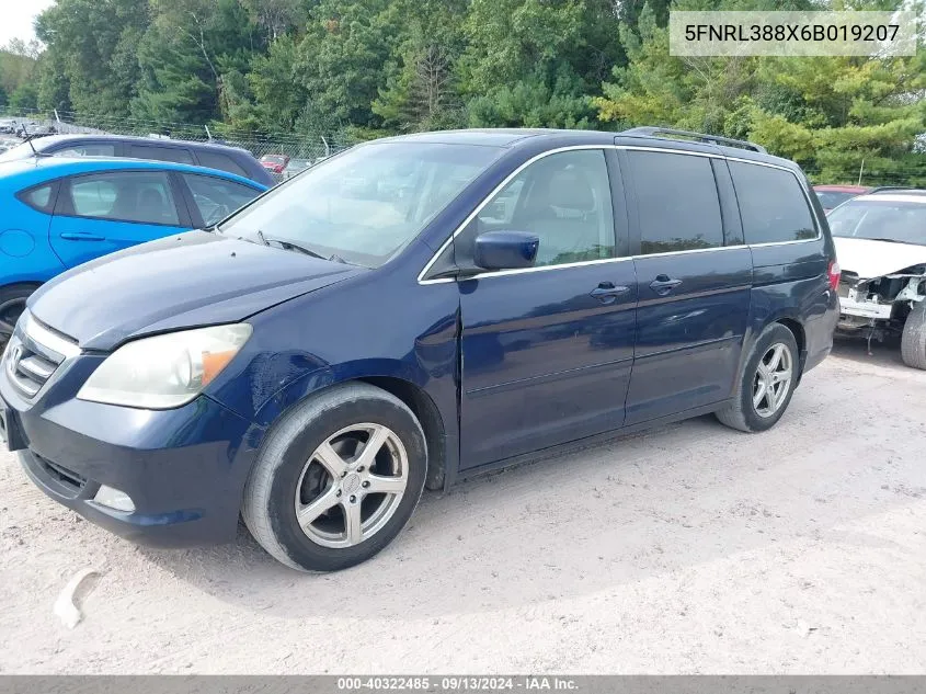 2006 Honda Odyssey Touring VIN: 5FNRL388X6B019207 Lot: 40322485