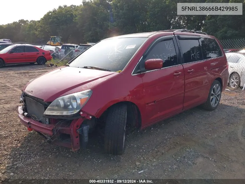 2006 Honda Odyssey Ex-L VIN: 5FNRL38666B429985 Lot: 40331932