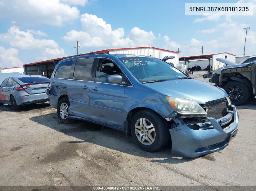 2006 Honda Odyssey Ex-L VIN: 5FNRL387X6B101235 Lot: 40348042